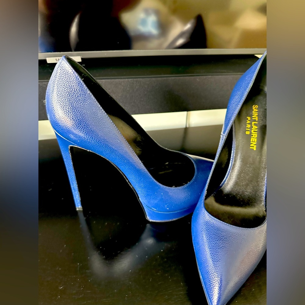 Electric Blue Saint Laurent Heels NEVER WORN